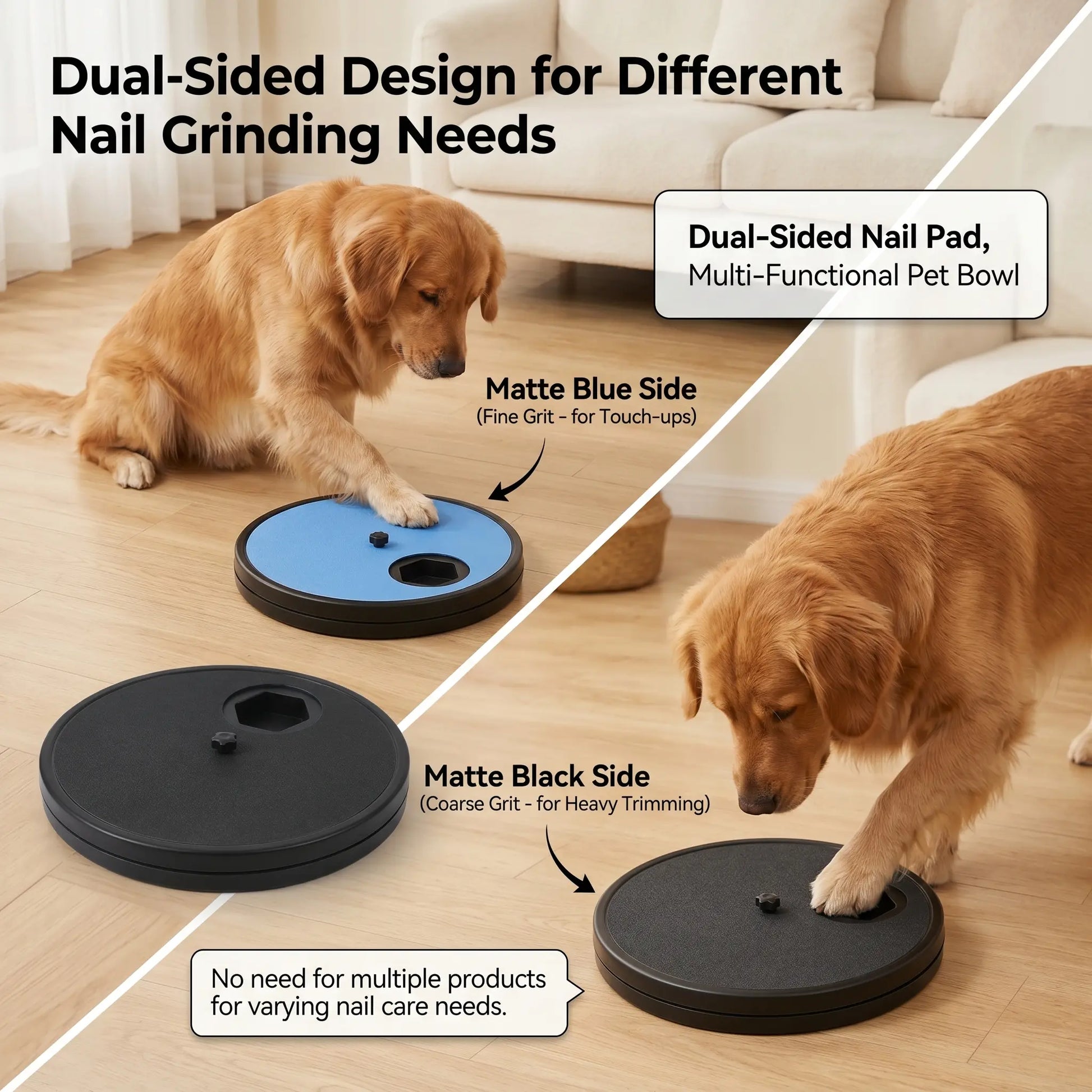 2-in-1 Dog Scratch Board & Slow Feeder Bowl — Natural Nail Filing Toy with Treat Dispenser | No Clippers Needed | Interactive Puzzle Toy for Bored & Anxious Dogs