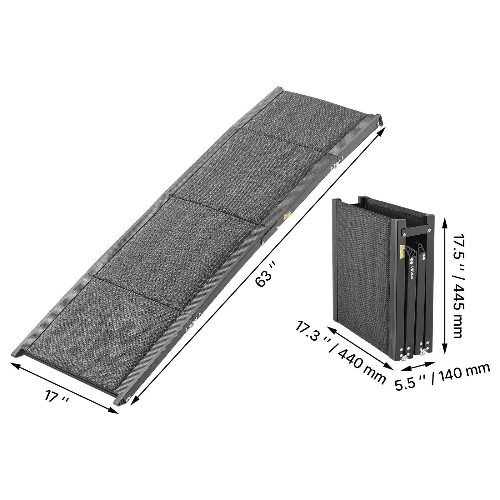 Vevor Folding Dog Ramp for Cars — 63" Aluminum Pet Ramp for SUVs & Trucks | 250 lbs Capacity | Non-Slip Surface | Portable, Quick-Fold Design for Medium & Large Dogs