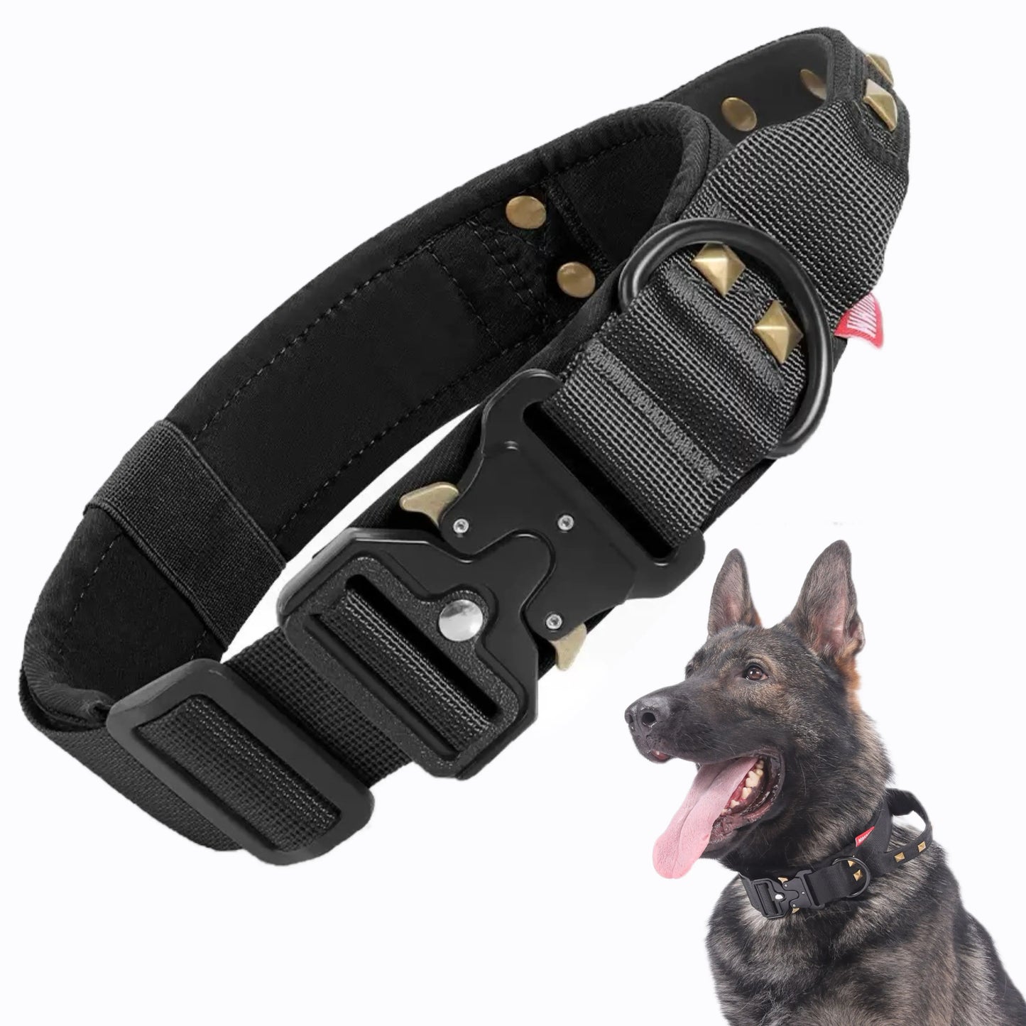 AUROTH Tactical Dog Collar — Military-Grade Nylon, Heavy-Duty Metal Buckle & Control Handle | Adjustable, Padded & Durable | For Small, Medium & Large Dogs