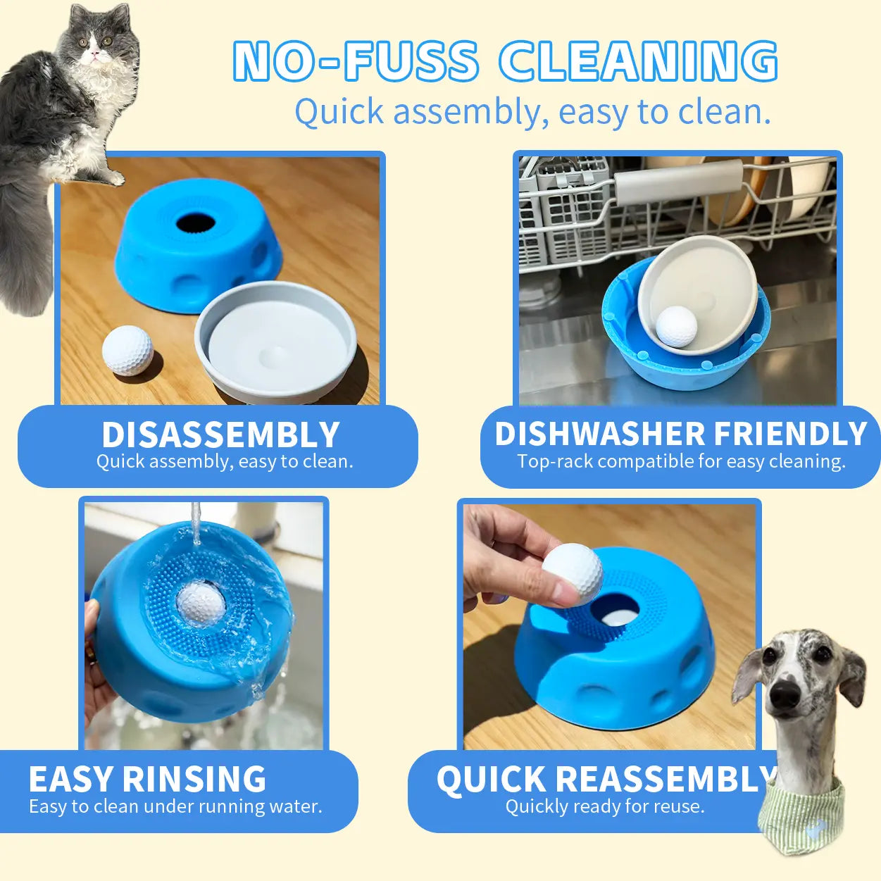 2-in-1 Dog Slow Feeder Bowl & Lick Mat with Rolling Ball — Suction Cup Base | No-Mess Liquid Treat Dispenser | Mental Enrichment & Digestive Health
