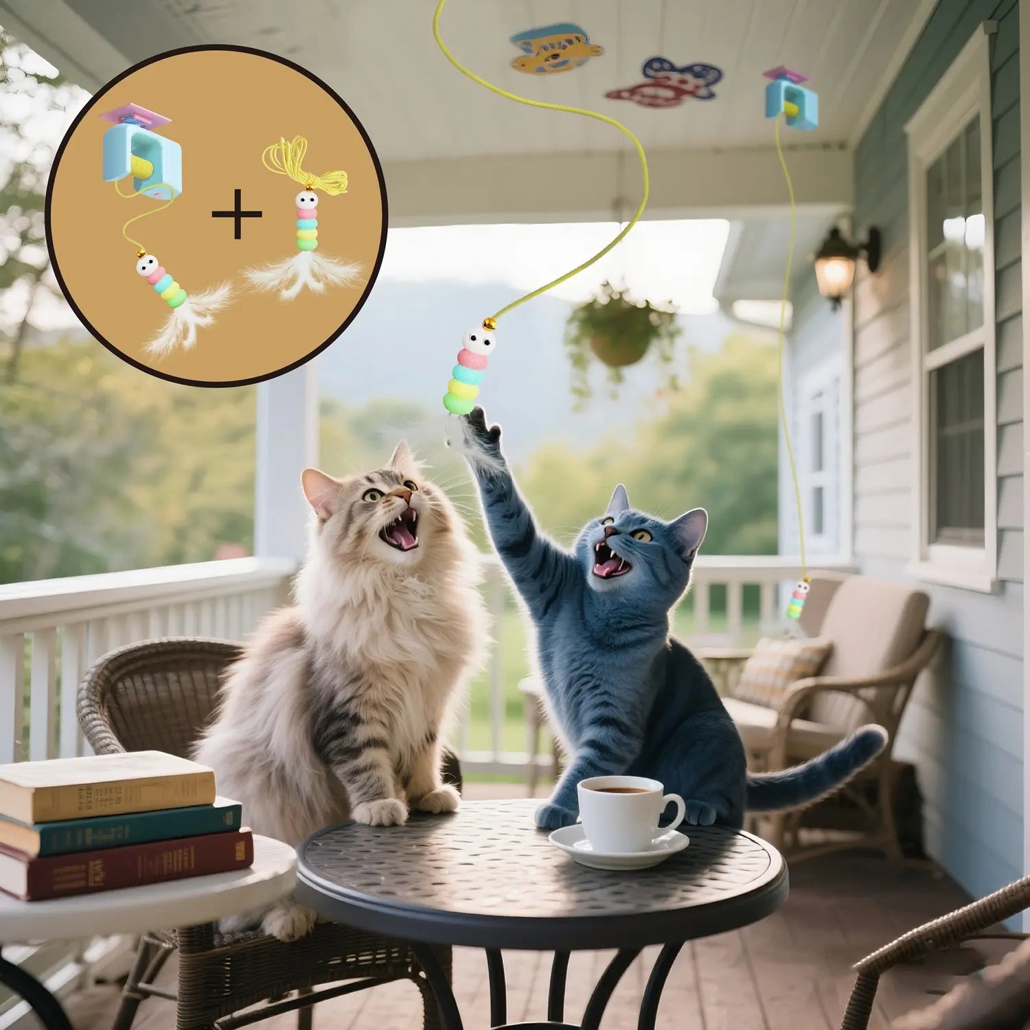 Rechargeable Hanging Door Cat Toy — Automatic Electric Flying Feather Wand | Elastic Rope & Replacement Toy Included | Interactive Chase & Exercise Toy for Kittens, Adult & Multi-Cat Households
