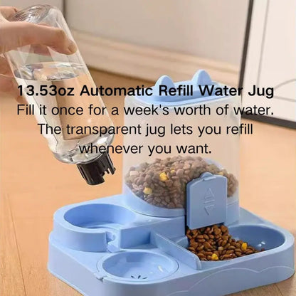 Automatic Cat Feeder & Water Dispenser Combo — Large Capacity Auto Food Dispenser | Scheduled Feeding | Essential Pet Care for Busy Owners