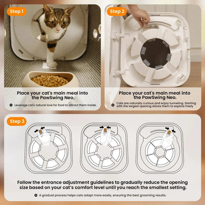 Pawswing Neo Cat Self-Groomer — 360° Hands-Free Brush for Shedding & Hairball Control | Tongue-Mimicking Bristles | Auto Fur Collection | No Batteries Needed