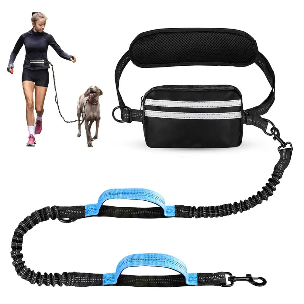 Pipidodo Hands-Free Dual Dog Leash — Walk Two Dogs at Once with Waist Bag & Cushioned Pad | Tangle-Free, Shock-Absorbing | Adjustable Waist Belt for Walking, Running & Hiking