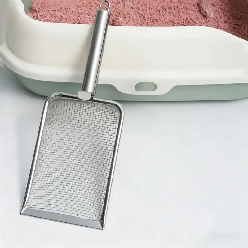 Stainless Steel Pet Waste Scoop — Cat Litter, Dog & Chicken Waste | Filter Net | Durable, Easy-Clean Multi-Purpose Pet Care Tool