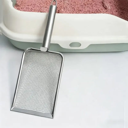 Stainless Steel Pet Waste Scoop — Cat Litter, Dog & Chicken Waste | Filter Net | Durable, Easy-Clean Multi-Purpose Pet Care Tool