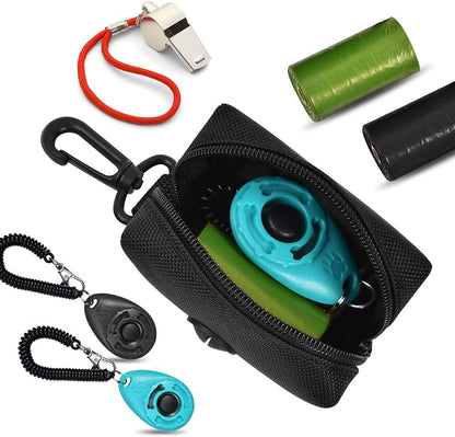 Dog Poop Bag Dispenser & Carrier Set — 2 Pack, Purple & Black | Soft Oxford Fabric, Leash Attachment | Hands-Free Walking Set with Waste Bag Holder | Fits Any Leash or Harness