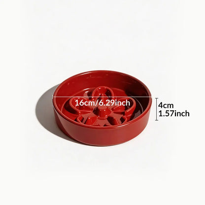 Ceramic Slow Feeder Bowl for Dogs & Cats — Flower Pattern, Anti-Slip Base | Prevents Bloat & Vomiting | 16cm Wide Opening | Multiple Colors