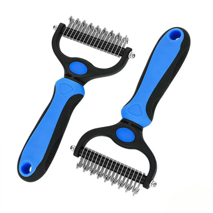 Pet Dematting Undercoat Rake — Double-Sided Deshedding Brush for Long-Haired Dogs & Cats | Pain-Free Tangle & Mat Remover | Reduces Shedding | For Huskies, Persians, Golden Retrievers & More