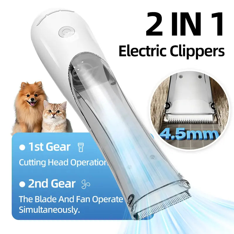 PetGroom 2-in-1 Vacuum Grooming Kit – Cordless Dog & Cat Hair Trimmer with Powerful Suction