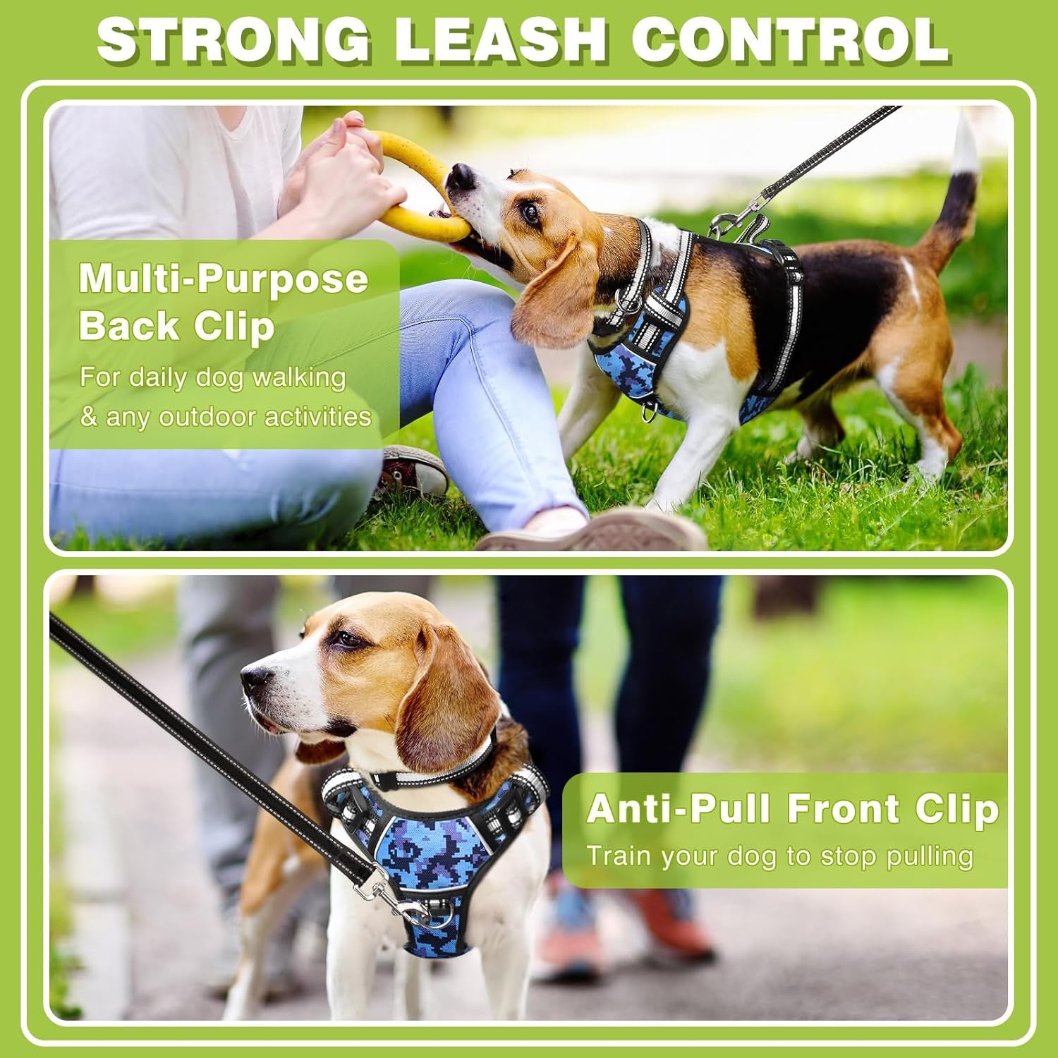 WINSEE No-Pull Dog Harness with Lockable Collar — Dual Front & Back Leash Clips, Reflective Straps & Top Handle | 1680D Oxford, Breathable Mesh | For Medium & Large Dogs