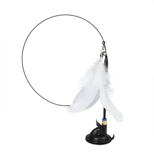 Suction Cup Feather Cat Toy — 2-in-1 Interactive Wand & Hands-Free Kitten Toy | Strong Suction Base for Floor, Wall & Window | Relieves Boredom & Anxiety