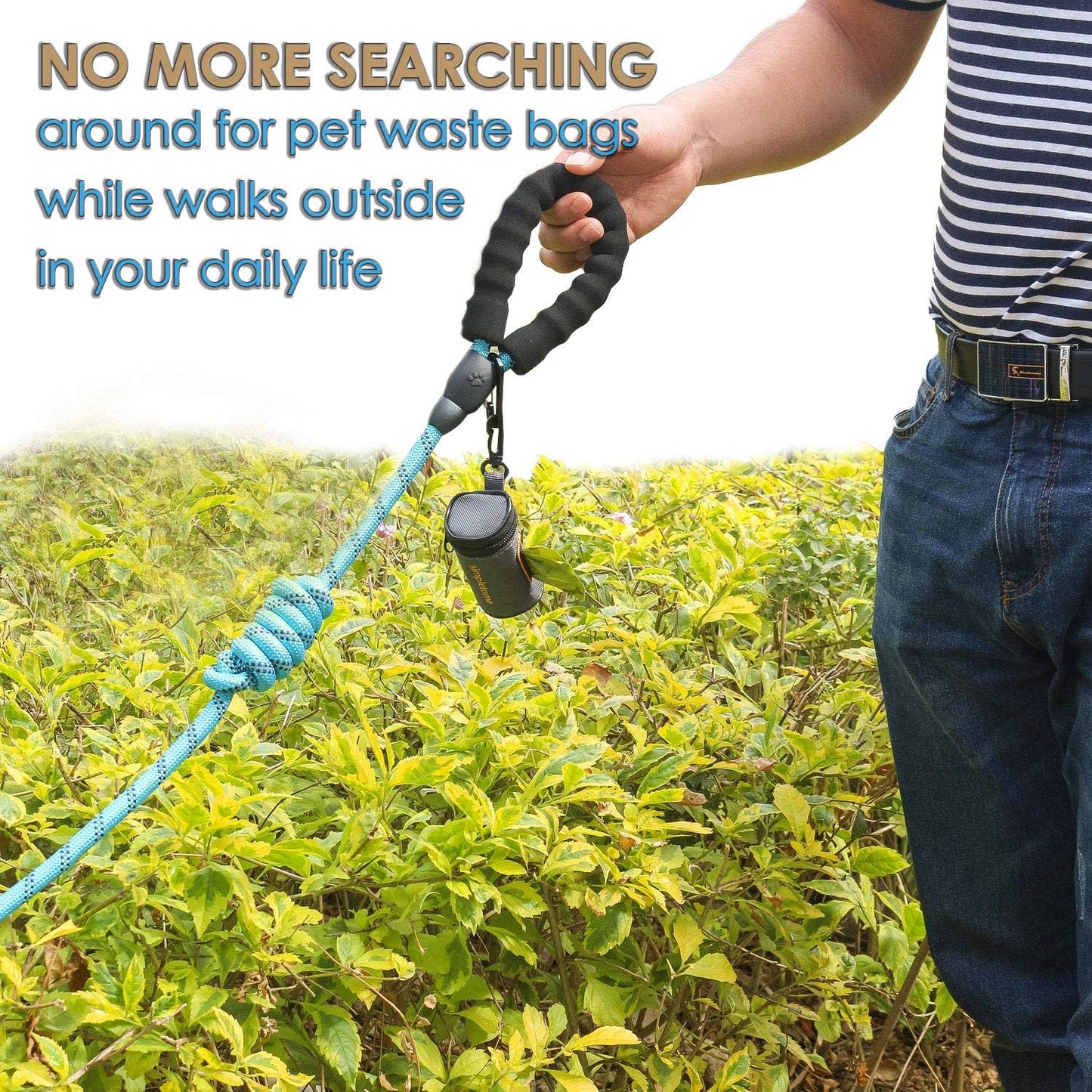 Dog Poop Bag Dispenser for Leash — 1680D Waterproof Oxford, YKK Zipper & 360° Rotating Hook | Silent, Anti-Bite & Reinforced | Includes 1 Free Roll | Grey