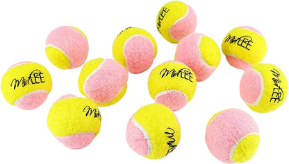 Mini Dog Tennis Balls 1.5" — Pack of 12 Yellow & Pink | Soft Fabric Fetch Balls for Small Dogs & Puppies | Fits Automatic Ball Launchers | No Squeaker