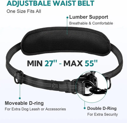 Pipidodo Hands-Free Dual Dog Leash — Walk Two Dogs at Once with Waist Bag & Cushioned Pad | Tangle-Free, Shock-Absorbing | Adjustable Waist Belt for Walking, Running & Hiking