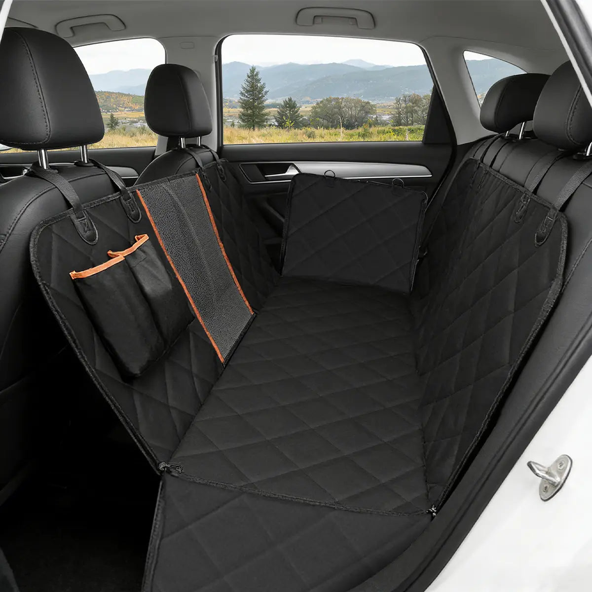 Dog Car Seat Cover Hammock — Waterproof, Scratch-Proof & Nonslip | Side Flaps, Mesh Window & Storage Pocket | Fits Sedans, SUVs & Trucks | Heavy-Duty 4-Layer Protection